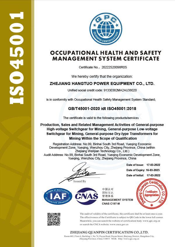 職業(yè)健康安全體系證書(shū)-EN